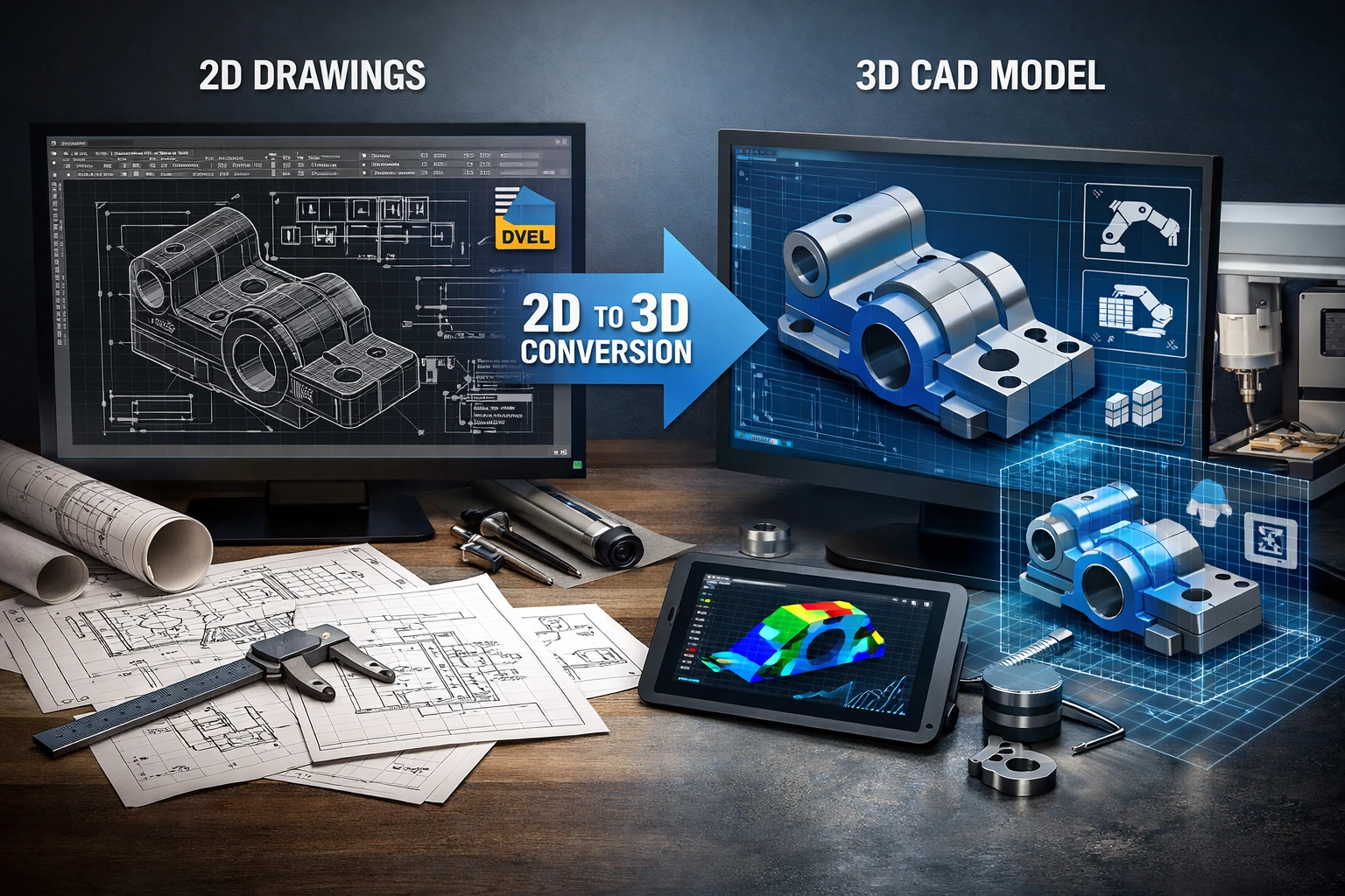 Chuyển đổi 2D sang 3D: Dịch vụ số hóa kho bản vẽ cũ cho doanh nghiệp sản xuất