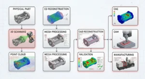 3D Scan to CAD reverse engineering process