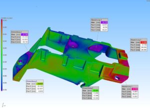 Bản đồ sai lệch giữa dữ liệu quét 3D và mô hình CAD của chi tiết BIW
